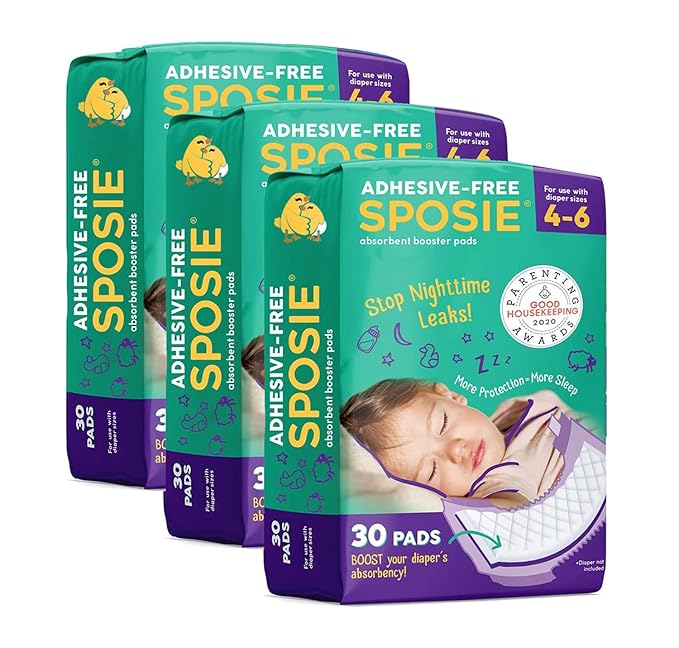Sposie Diaper Booster Pads - Diaper Pads Inserts Overnight, Cloth Diaper Inserts and Overnight Diapers Size N-3 & 4-6, Diaper Liners Baby Products, Nighttime Diapers