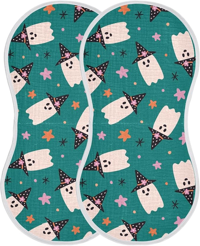 vvfelixl Halloween Ghosts Burp Cloths for Baby Boy Girls Baby Washcloths Burp Rags 1 Pack
