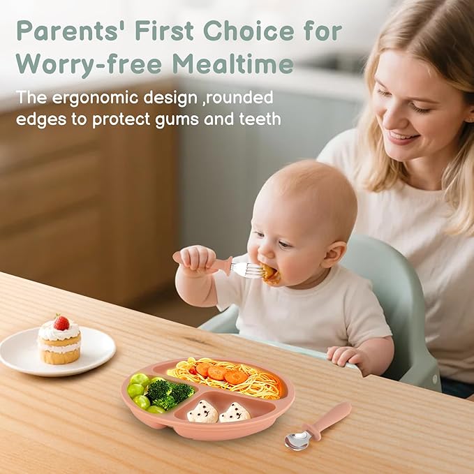 Eascrozn 6 Pack Toddler Utensils, kids Silverware with Silicone Handle, 18/8 Stainless Steel Children Safe Spoons and Forks Set Baby Feeding Essentials, Dishwasher Safe