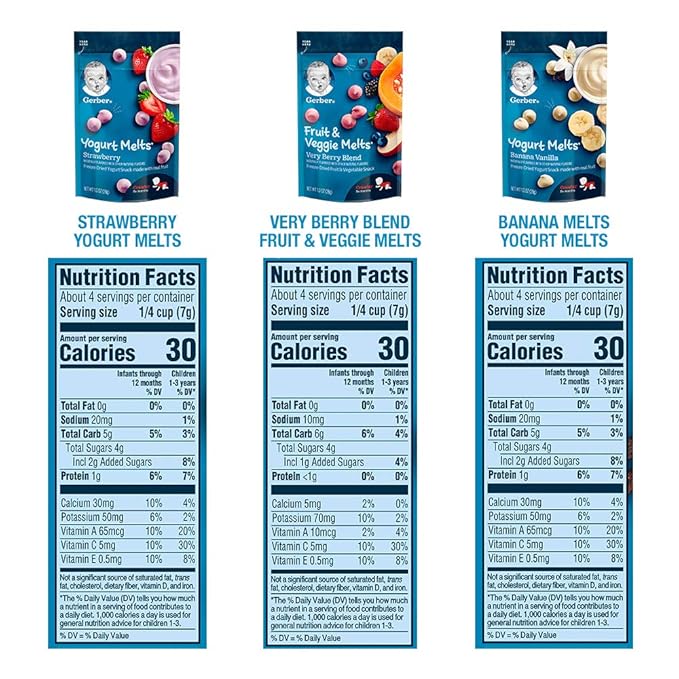 Gerber Baby Snacks Variety Pack | Gerber Snacks for Baby Variety Pack, Yogurt Melts & Fruit & Veggie Melts