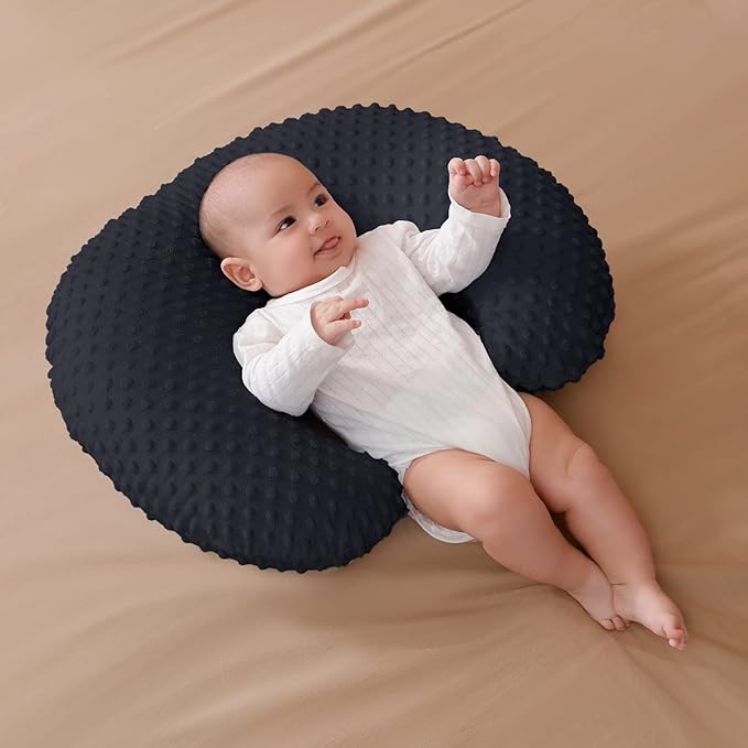 Pillowcase for Nursing Pillow and Positioner for Breastfeeding and Bottle Feeding, Propping Baby, Tummy Time, Baby Sitting Support, Awake-Time Support, Pillow Cover Only (Black)