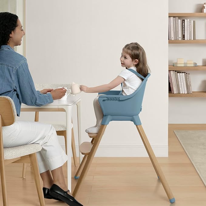 Delta Children - babyGap Otto 3-in-1 High Chair - High Chair Converts to Toddler Dinning Chair and Booster Seat - Dishwasher Safe Meal Tray - FSC-Certified Wood, Blue