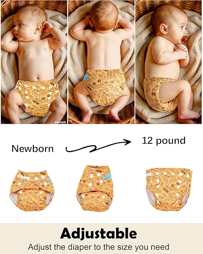 ALVABABY Baby Pocket Newborn for Less Than 12pounds Baby Snaps Cloth Diapers Nappy 6pcs with 12 Inserts 6SVB131