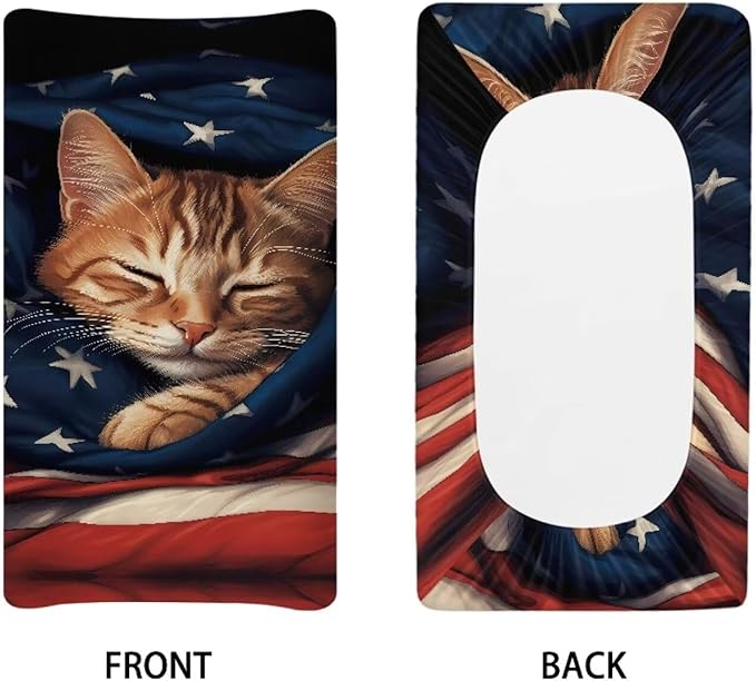 Cat Flag Changing Pad Cover Waterproof Breathable Soft Table Sheets Durable Diaper Changing Mat Cover Universal Tray Table Mat for Boys Girls