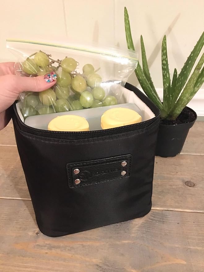 Sarah Wells Cold Gold Breastmilk Cooler Bag with Safety Tested Ice Pack – Insulated Milk Storage for Work, Travel & Daycare – Fits Bottles & Pump Parts – Durable, Washable (Black)