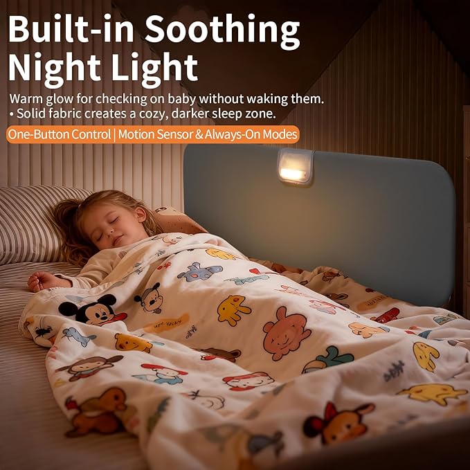 Travel Bed Rails for Toddlers with Motion Sensor Light, Foldable Toddler Bed Rail 48" Extra Long Safety Guard, Deep U-Shaped Base (No Straps Needed) for Twin, Full, Queen & King Mattresses