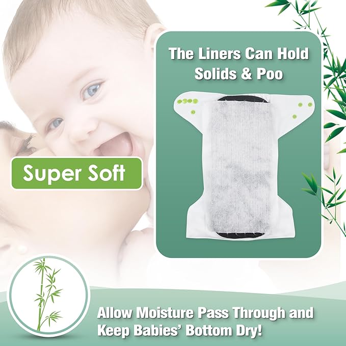 wegreeco Cloth Diaper Liners - Unscented Diaper Liners, Fragance Free Cloth Diapers Liner - 100 Sheets Per Roll (4 Roll)