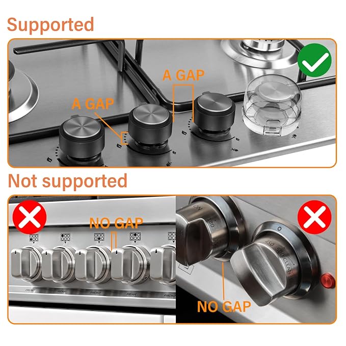5-Pack Stove Knob Safety Covers,Upgraded Press Gas Stove Knob Locks,Durable Design Childproof Knob Locks for Babies and Pets, Sticky and Easy to Install,Transparent