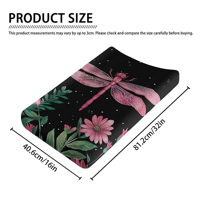 ZDCUSTOM Dragonfly Changing Table Cover Soft Stretchy Diaper Changing Pad Covers Changing Table Pads Sheets Safe and Snug for Baby Boys Girls 32"x16"