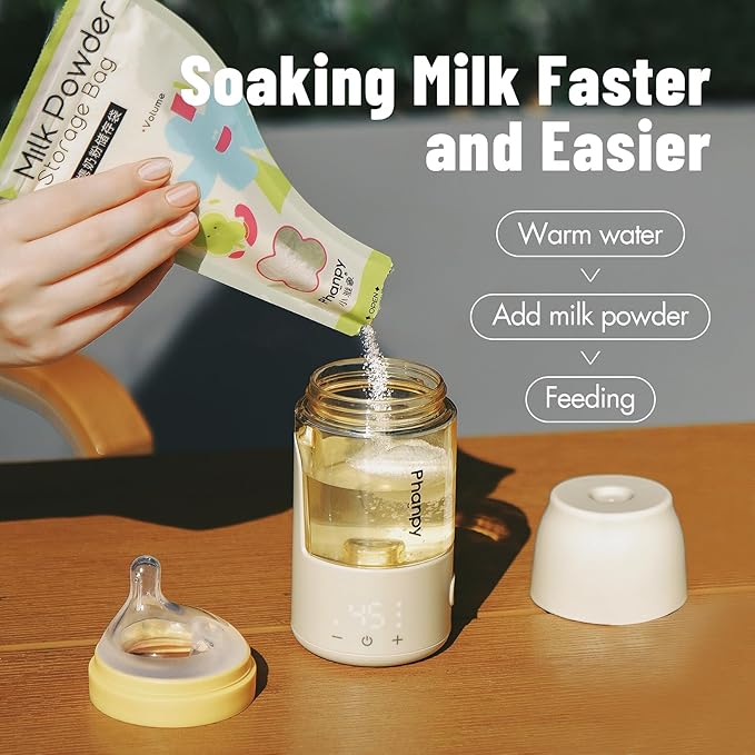 Phanpy Portable Bottle Warmer with Anti-Colic Thermostatic Baby Bottle, Bottle & Milk Warmer All-in-one, Travel-Ready with Fast Heating & Long-Lasting Keep Warm, 0.51 lB Weigh Smaller and Lighter