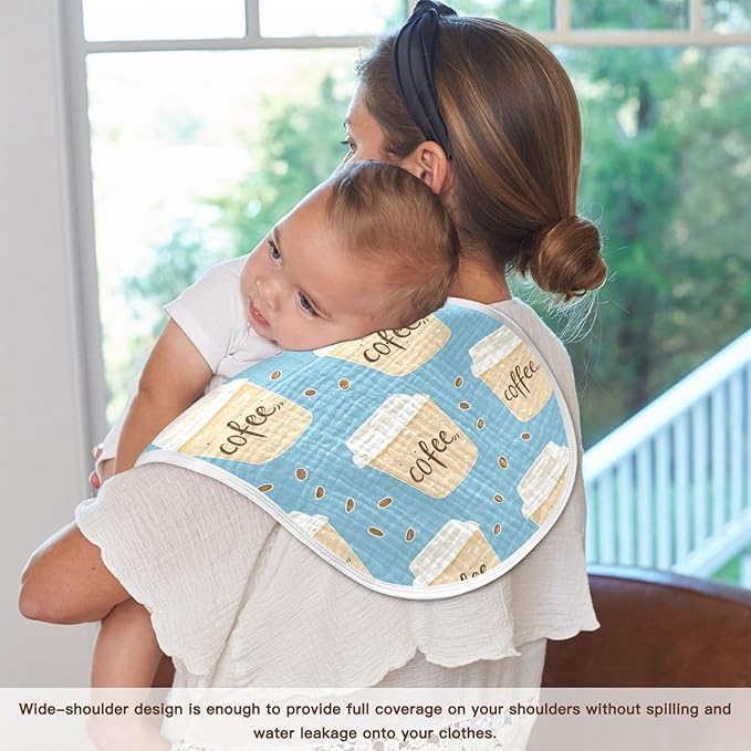 vvfelixl Coffee Cup Burp Cloths for Baby Boy Girls Baby Washcloths Burp Rags 1 Pack