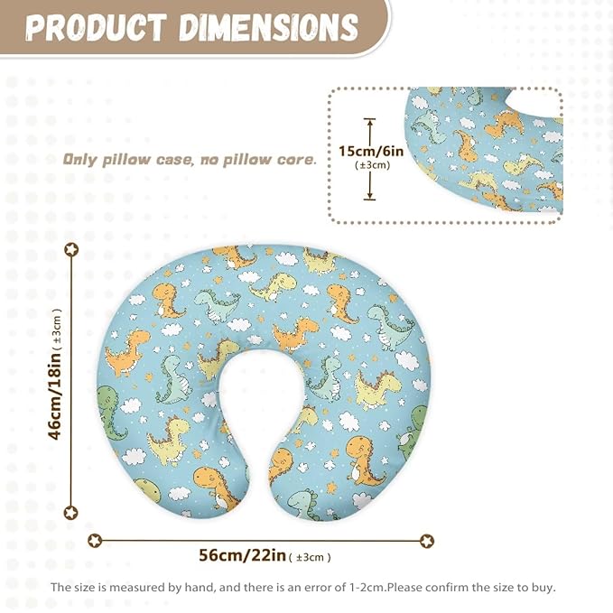 Cartoon Dinosaur Nursing Pillow Cover, Soft Cute Dinosaur Star Breathable Feeding Slipcover for Baby Boy and Girl Nursing Pillow Cover, Machine Washable
