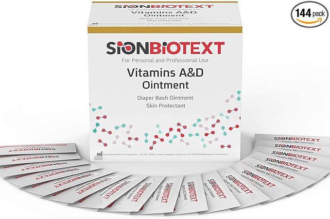 A and D Ointment By Sion Biotext Baby Diaper Rash Vitamin A + D Original Healing Cream Medical Moisturizer Intensive Therapy For Dry & Irritated Skin, Cuts, Burns Soothing Baby Care 144 packets