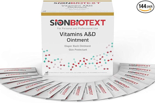 A and D Ointment By Sion Biotext Baby Diaper Rash Vitamin A + D Original Healing Cream Medical Moisturizer Intensive Therapy For Dry & Irritated Skin, Cuts, Burns Soothing Baby Care 144 packets