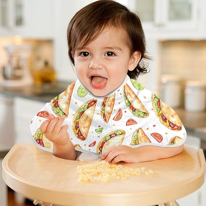 vvfelixl Baby Burp Cloths Cartoon Spicy Mexican Tacos Baby Newborn Cotton Burping Cloths Set Babys Washcloths 4 Pack