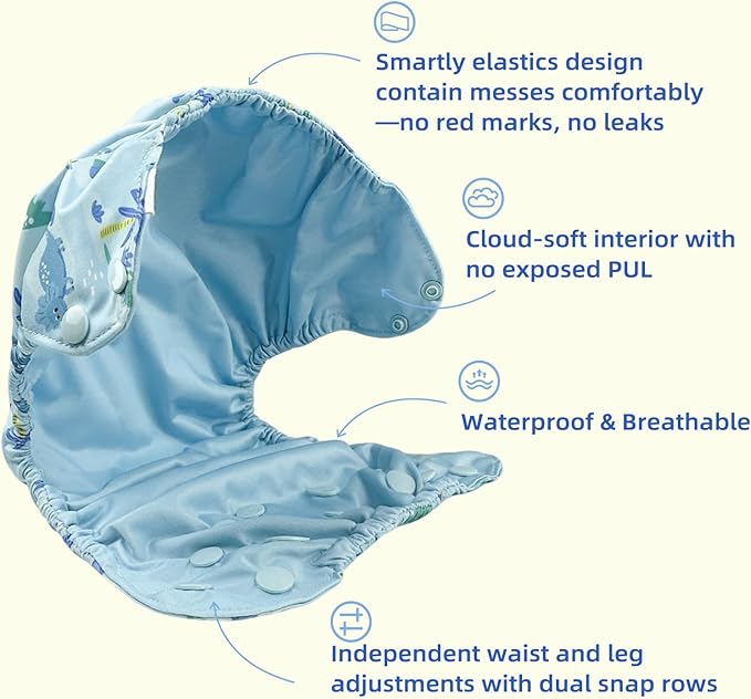 BISENKID Waterproof Cloth Diaper Cover Reusable Swim Diaper - Adjustable Outer Shell Over an Absorbent Inner Layer to Prevent Urine Blowouts - Outer Rose Tan, Size 1 (7-17lbs)