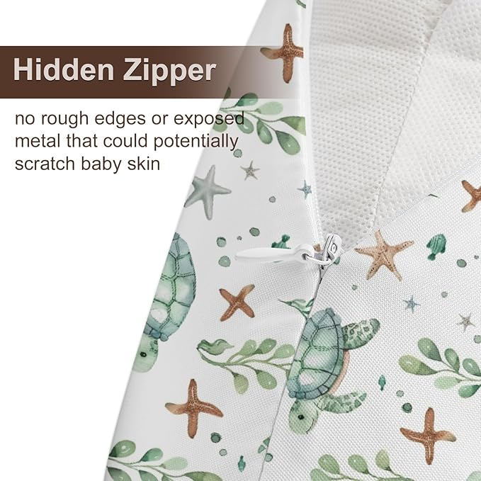 Watercolor Ocean Animals Sea Turtle Starfish Pattern Nursing Pillow Cover, Unisex Removable Breastfeeding Pillowcase Slipcover for Baby Girls Boys Newborns Toddlers, Cover Only