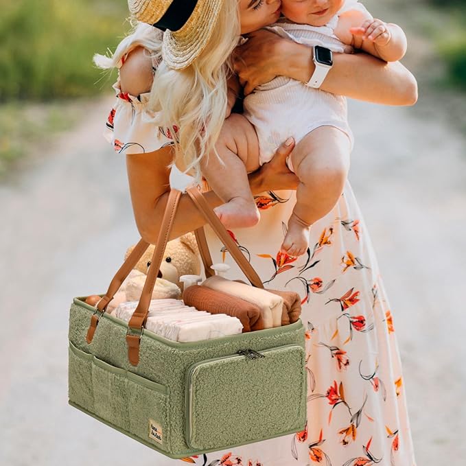 Baby Diaper Caddy Organizer with Handle, Diaper Bag Tote, Baby Organizers and Storage Diaper Organizer for Nursery Decor and Nursery Organization, Baby Basket, Diaper Bag organizer, Car Diaper Caddy