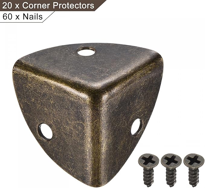 uxcell 26x26x26mm Metal Box Corner Protectors Edge Guard Bronze Tone 20pcs for Table Corners and Desk Corners