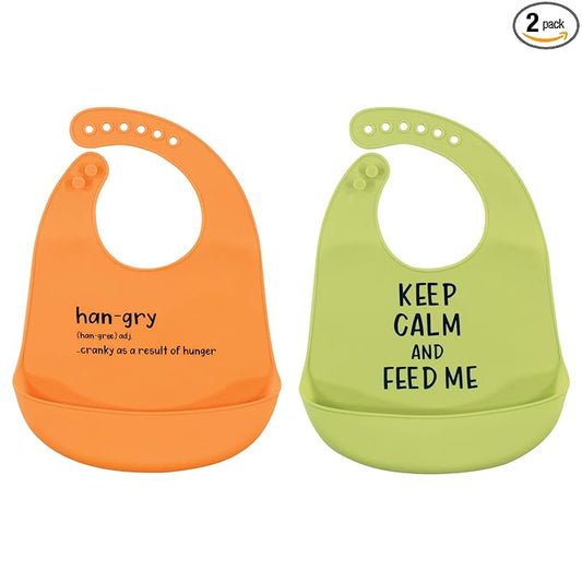 Hudson Baby Unisex Baby Silicone Bibs, Hangry, One Size
