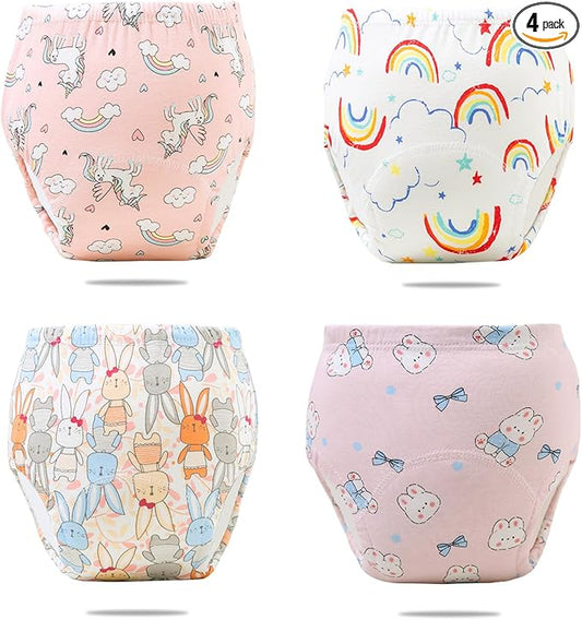Upairy Potty Training Pants Cotton Absorbent Training Underwear for Toddler Boy and Girls 2T-5T,Soft Absorbent & Leak-Proof with Characters(4PCS,S)