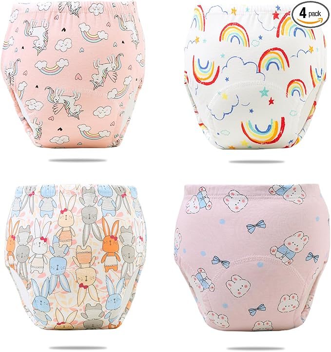 Upairy Potty Training Pants Cotton Absorbent Training Underwear for Toddler Boy and Girls 2T-5T,Soft Absorbent & Leak-Proof with Characters(4PCS,M)