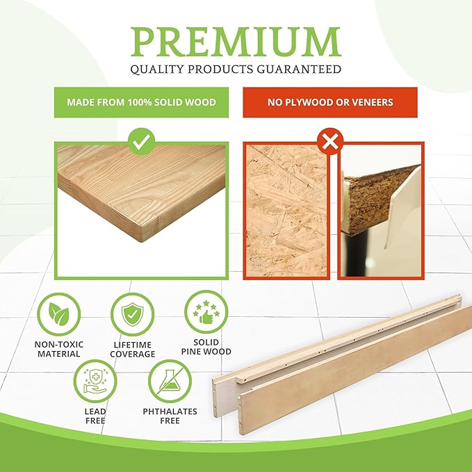 Full-Size Conversion Kit Bed Rails for Baby Appleseed & Eco-Chic Convertible Cribs - Solid Wood Rail - Toddler & Adult Bed Rail for Full-Size Beds - Nursery & Baby Furniture (Unfinished, Bolt-On Kit)