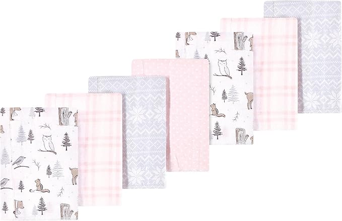 Luvable Friends Hudson Baby Flannel Burp Cloths 7pk, Winter Trees
