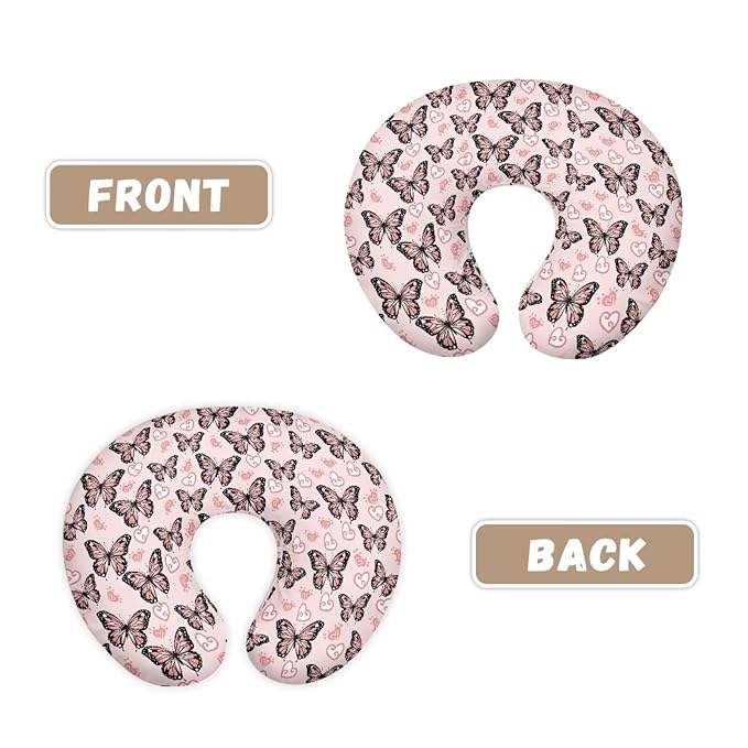 Pink Butterfly Nursing Pillow Cover for BAB, Stretchy Breastfeeding Pillow Slipcover for Bottle Feeding, Easy to Clean Custom Gifts for Toddler Infant