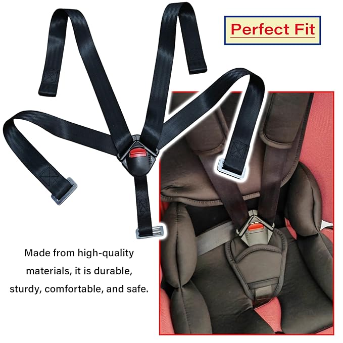 Universal 5 Point Baby Seat Chest Harness with Locking Buckle Adjustable Straps Replacement for Baby Highchair Stroller Pushchair