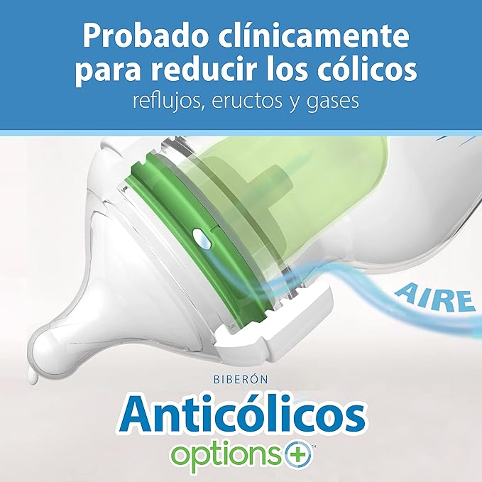 Dr. Brown's Options+ Wide-Neck Anti-Colic Baby Bottle - 9oz - 4pk and Options+ Wide-Neck Baby Bottle Nipple, Level 2 (3 Months+), 6 Count