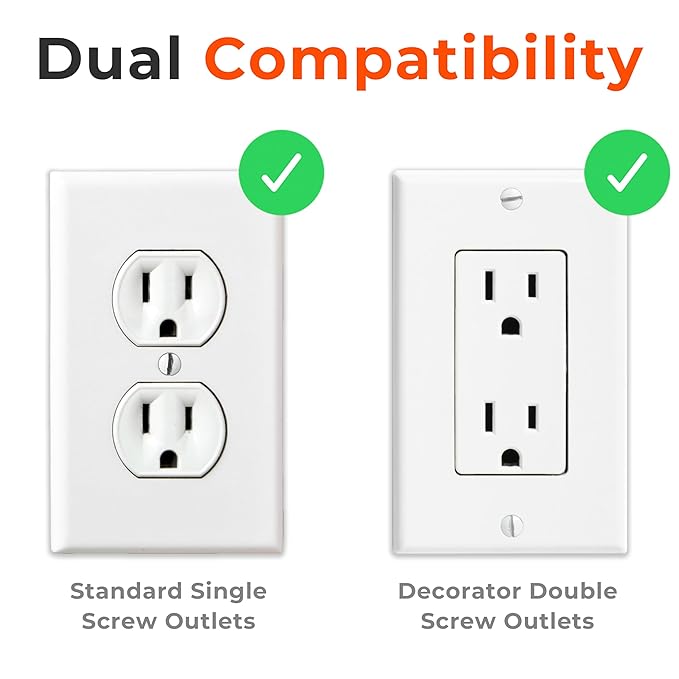 4-Pack Self-Closing Outlet Covers Baby Proofing - for Standard Single Screw & Decorator 2-Screw Outlets - Child Proof Sliding Outlet Covers