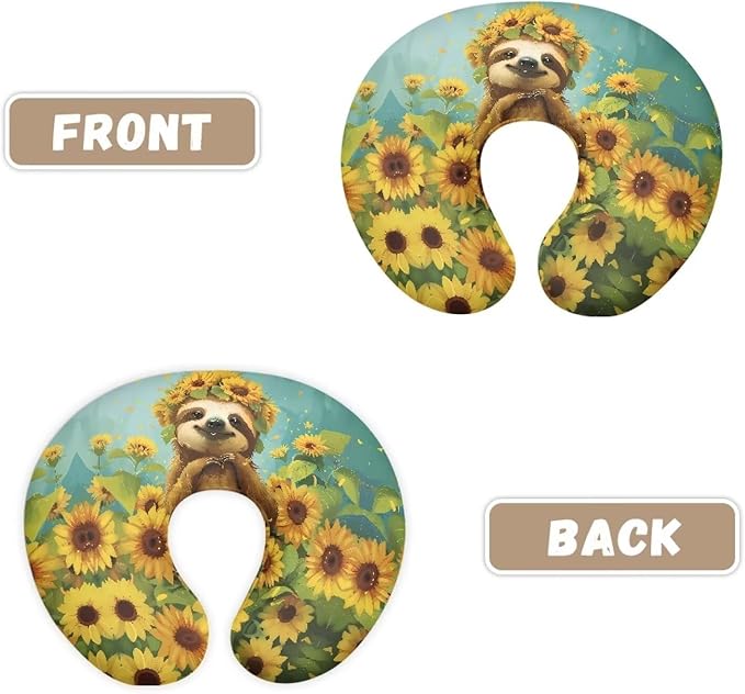 Sunflower Sloth Nursing Pillow Cover for Newborn U-Shaped Breastfeeding Pillow Slipcover Hidden Zipper Design Soft and Skin-Friendly