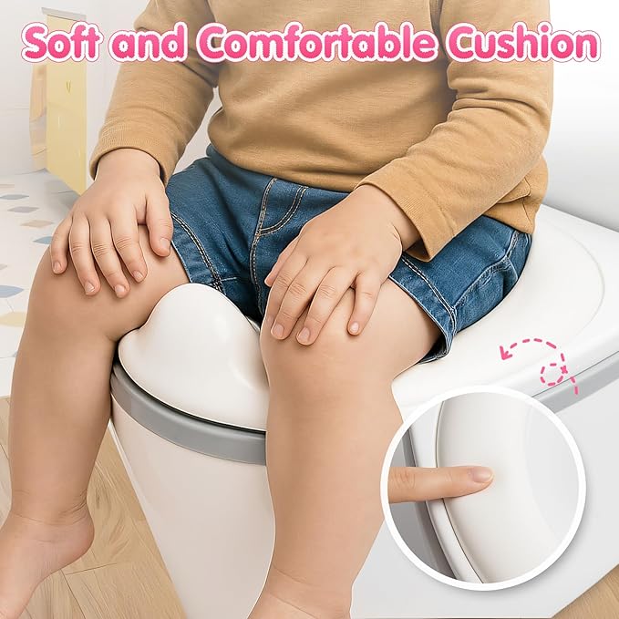 TOSGN 3-in-1 Toddler Potty Training Toilet, for Ages 6 Months+, Realistic Potty Training Seat with Flushing Sound, Wipes Storage, Toilet Paper Holder