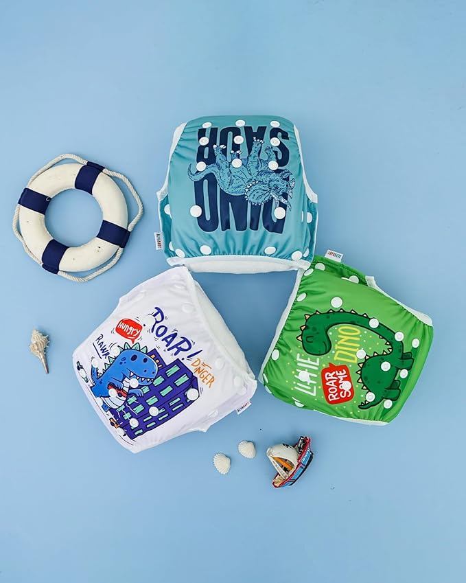 ALVABABY Swim Diapers 3pcs Baby & Toddler Snap One Size Reusable Adjustable Baby Boys' Swim Diapers for Swimming Lessons 3SWY60A