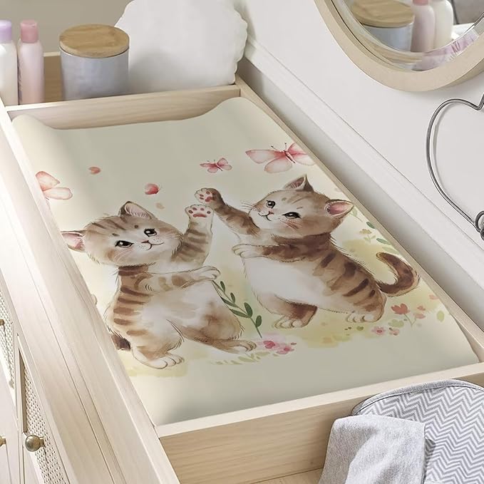 Happy Catspard Baby Changing Pad Cover Lightweight Soft Diaper Changing Cover Stretchy Breathable Waterproof Nursery Pad Change Cover