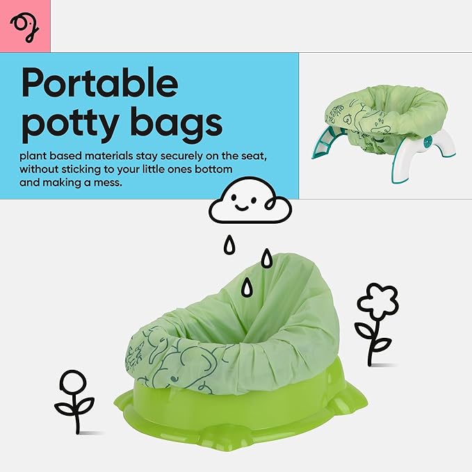 Green Elephant Travel Potty Bags-Potty Liners for Portable Potty,Bags for Portable Toilet,Liners Disposable Kids,Potty Training Liners Disposable,Potty Liners for Toddlers,Potty Chair Liners 30 count