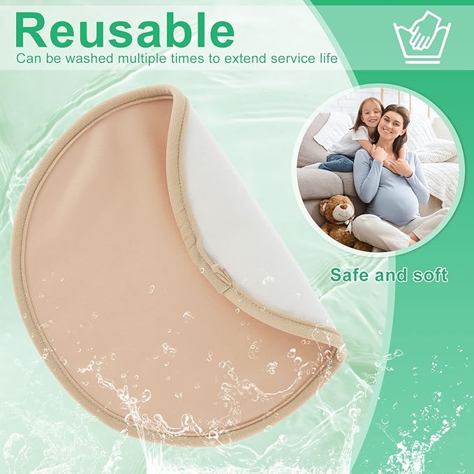 4 Pack Oil Breast Pads, Organic Oil Pack Wrap Breast Pads, Reusable Washable Compress Oil Pads for Breast, Soft Nursing (Oil Not Included) (Khaki)