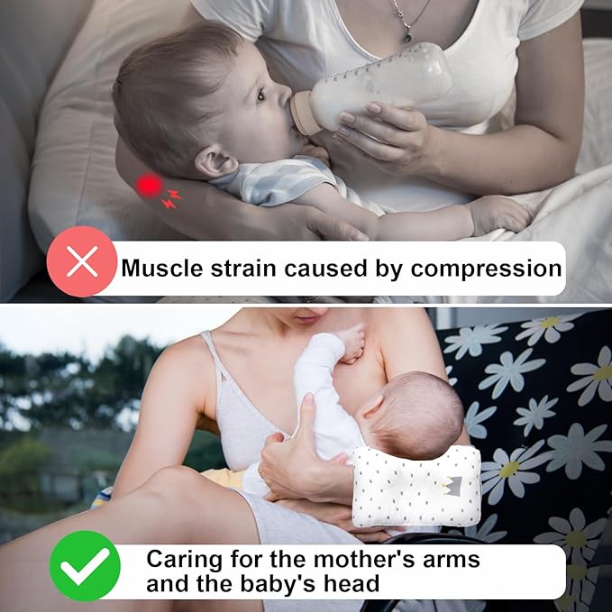 Baby Nursing Arm Breastfeeding Pillow,Cozy Cradle Arm Pillow for Feeding, Baby Nursing Head Support Pillow for Breastfeeding（White Crown）