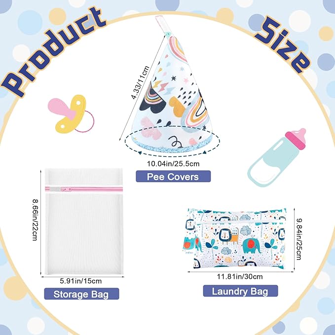 10 Pcs Coral Velvet Peepeeteepe Baby Boy with Storage Bag & Laundry Bag, Strong Water Absorption Pee Peep Teepee for Baby Boy, Reusable Pee Covers for New Parents Gift
