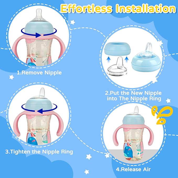 Sippy Spout Nipples(6 Pack), Compatible with Philips Avent Natural Bottles, My Grippy Spout & Natural Trainer Sippy Cup, 100% Food Grade Silicone Sippy Cup Nipples, 6m+, Leak-Proof, BPA-Free