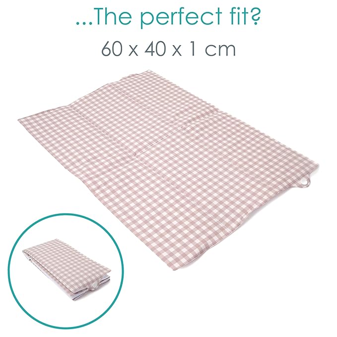 Clair de Lune Gingham Foldable Changing Mat, Easy Clean Soft Water Resistant Travel Pad 60 x 34 cm