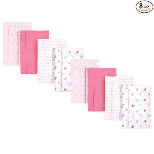 Luvable Friends Cotton Poly Flannel Burp Cloths Multipack, Birdies 8-Pack, One Size