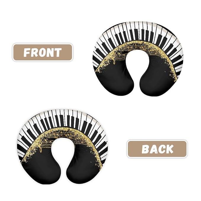 Forchrinse White Music Piano Nursing Pillow Cover for Baby Boys Girls,Soft Breastfeeding Pillow Cover Infant Feeding Cushion Cover Washable