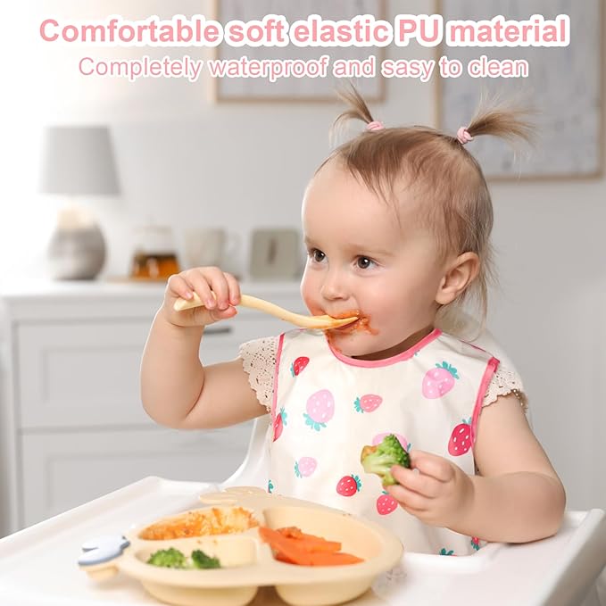 Accmor Waterproof Baby Bibs for Eating, Mess Proof Toddler Feeding Bibs for Girls Boys ﻿