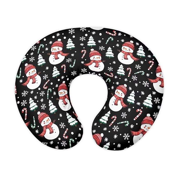 Nursing Pillow Cover for Baby Boys Girls, Xmas Snowman Breastfeeding Pillow Slipcover, Christmas Decorations Soft Nursing Pillowcase for Newborn Infant, Cover Only