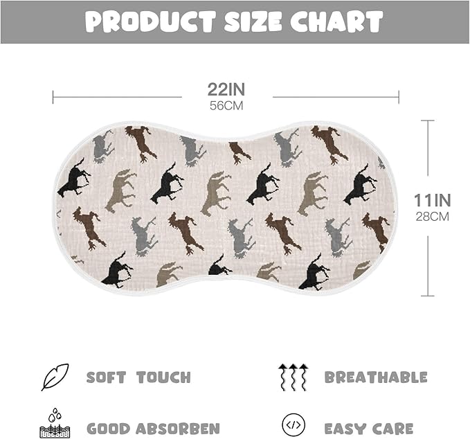 vvfelixl Baby Burp Cloths Pixel Horse Baby Newborn Cotton Burping Cloths Set Baby Washcloths 4 Pack