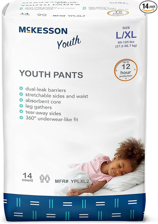 McKesson Youth Absorbent Underwear Large/X-Large 60 to 125 lbs. YPLXL2, 14 Ct
