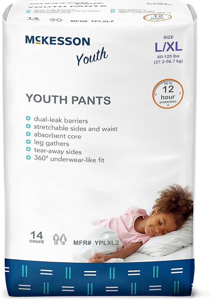 McKesson Youth Absorbent Underwear Large/X-Large 60 to 125 lbs. YPLXL2, 56 Ct