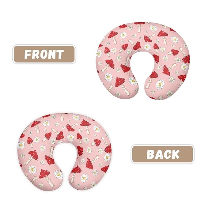 Mushroom and Daisy Nursing Pillow Cover for Baby Boy Girl Soft and Stretchy Safely Breastfeeding Pillow Cover Baby Essentials